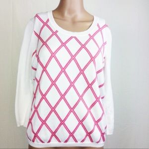 Brooks Brothers Sweater Diamond Print Pink White